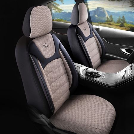 Autopotahy pro Mazda 2 (III) 2015-up PRESTIGE_Béžové 2+3