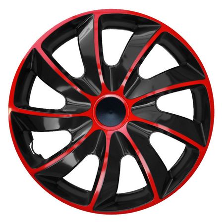 Poklice na kola pro Škoda Quad 14" Red & Black 4ks