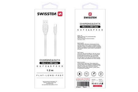 Swissten Datovy kabel micro USB / micro USB plochy 1,2 m bílý