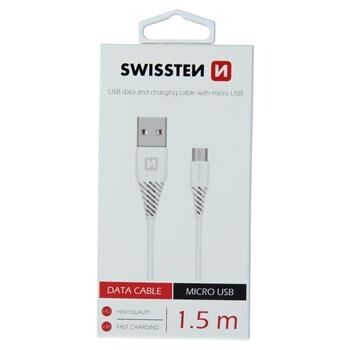 Swissten Datovy kabel USB / micro USB 1,5 m (6,5mm) bílý